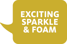 Exciting sparkle and foam