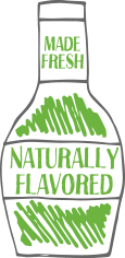 Bottle of dressing with natural label